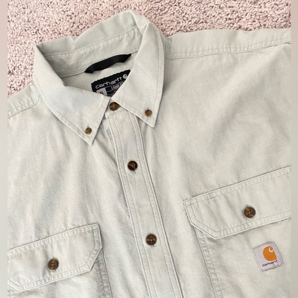 Carhartt Mens Loose Fit Short Sleeve Button Down Sz XL